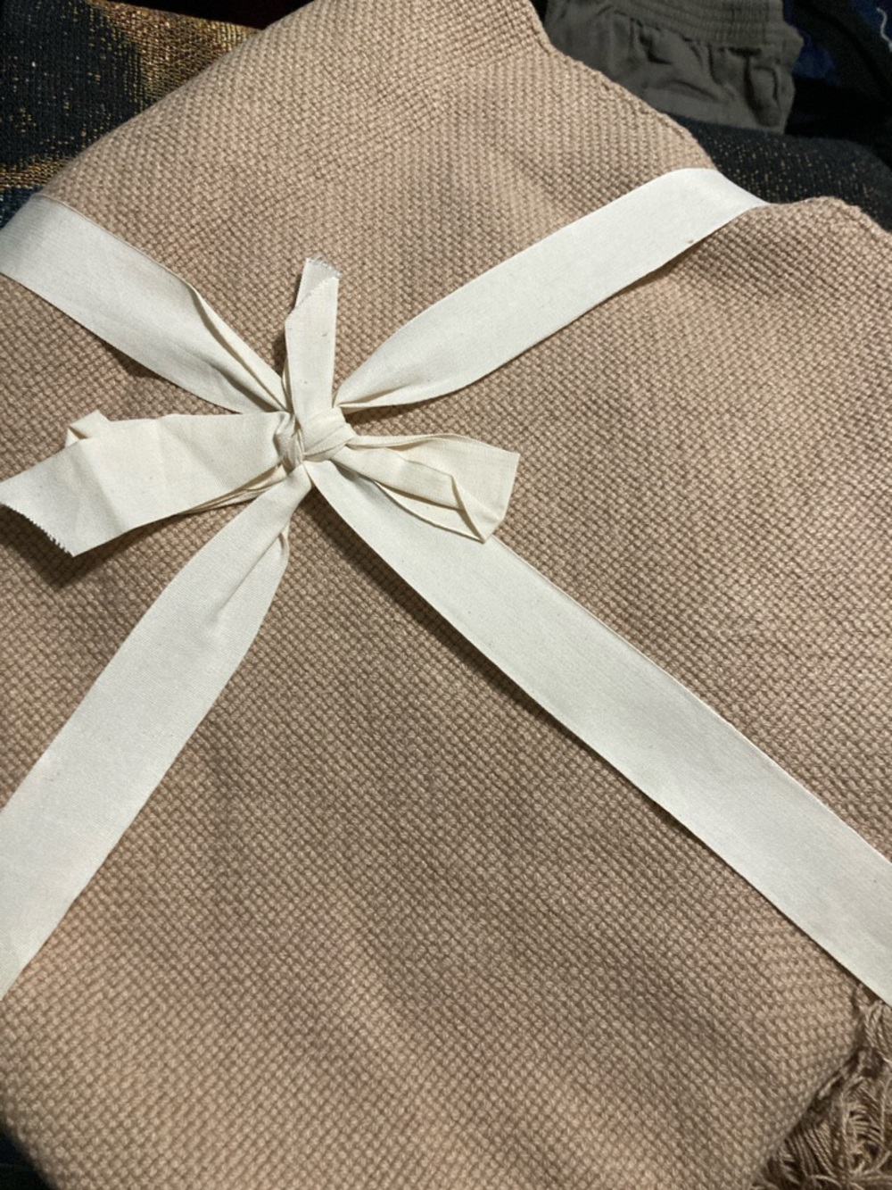 Cozey 100% cotton Woven Throw Blanket in Taupe new